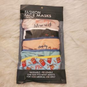 New 5 Pack Weekday Fashion Face Masks